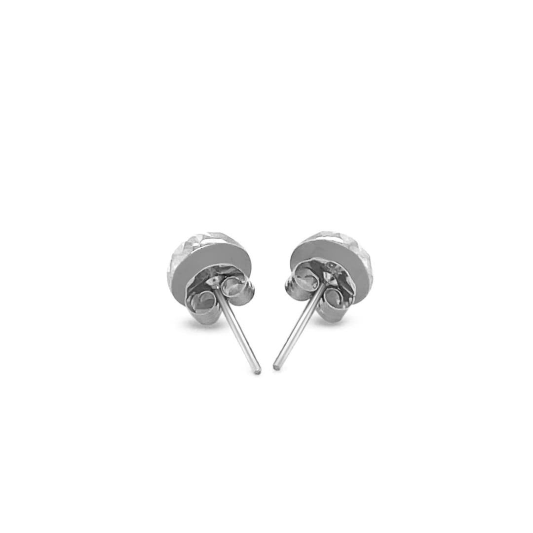 14k White Gold Textured Flat Style Stud Earrings | Richard Cannon Jewelry