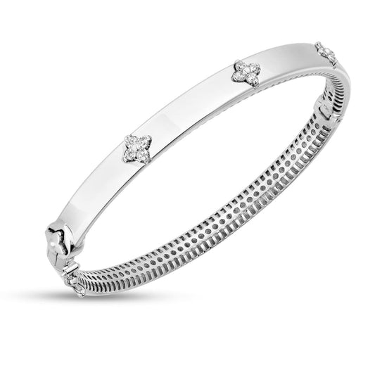 14k White Gold Trilogy Diamond Bangle | Richard Cannon Jewelry