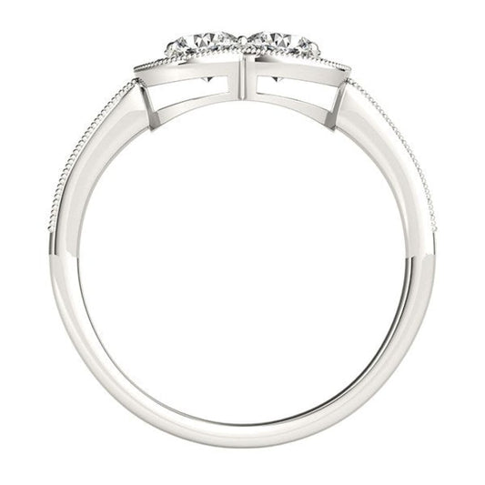 14k White Gold Two Stone Diamond Halo Ring (3/4 cttw) | Richard Cannon Jewelry