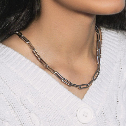 14K White Gold Wide Paperclip Chain (6.1mm) | Richard Cannon Jewelry