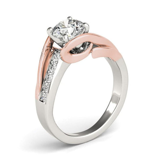 14k White And Rose Gold Bypass Shank Diamond Engagement Ring (1 1/8 cttw) | Richard
