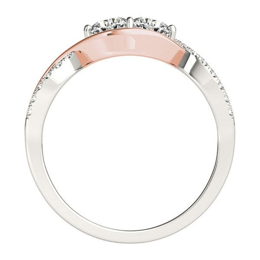 14k White And Rose Gold Infinity Style Two Stone Diamond Ring (5/8 cttw) | Richard Cannon