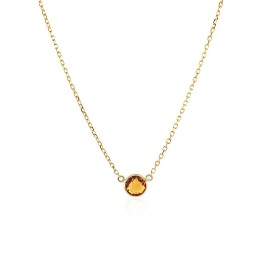 14k Yellow Gold 17 inch Necklace with Round Citrine | Richard Cannon Jewelry