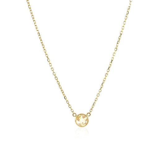 14k Yellow Gold 17 inch Necklace with Round White Topaz | Richard Cannon Jewelry