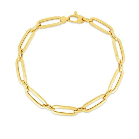 14k Yellow Gold 7 1/4 inch Bombay Paperclip Chain Bracelet | Richard Cannon Jewelry