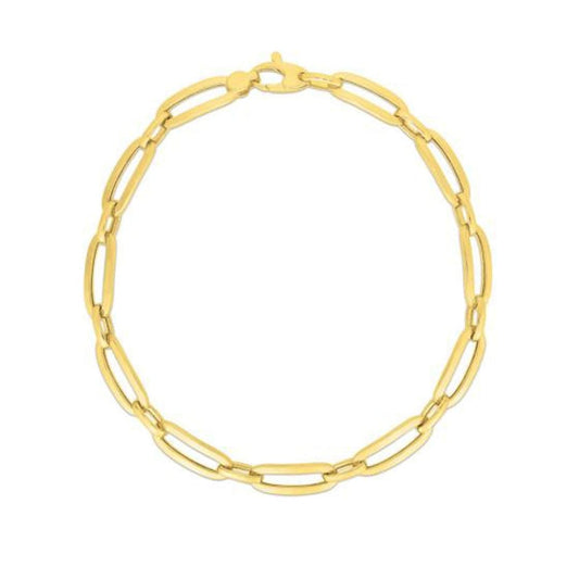 14k Yellow Gold 7 1/4 inch Bombay Paperclip Chain Bracelet | Richard Cannon Jewelry