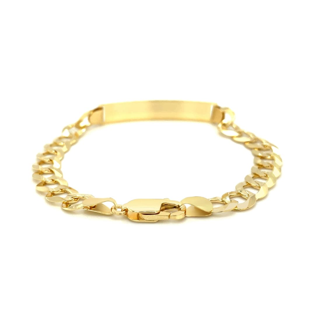 14k Yellow Gold 8 1/2 inch Mens Curb Chain ID Bracelet | Richard Cannon Jewelry