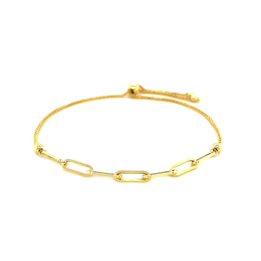 14K Yellow Gold Adjustable Bracelet with Paperclip Chain | Richard Cannon Jewelry