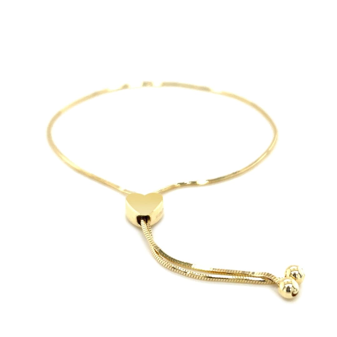 14k Yellow Gold Adjustable Lariat Style Heart Motif Bracelet | Richard Cannon Jewelry