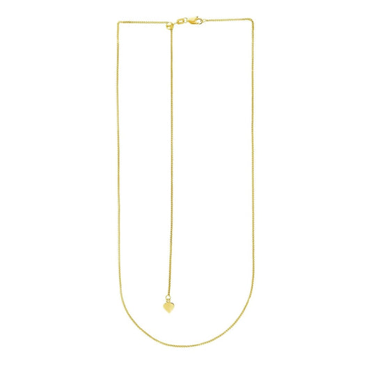 14k Yellow Gold Adjustable Wheat Chain 1.0mm | Richard Cannon Jewelry