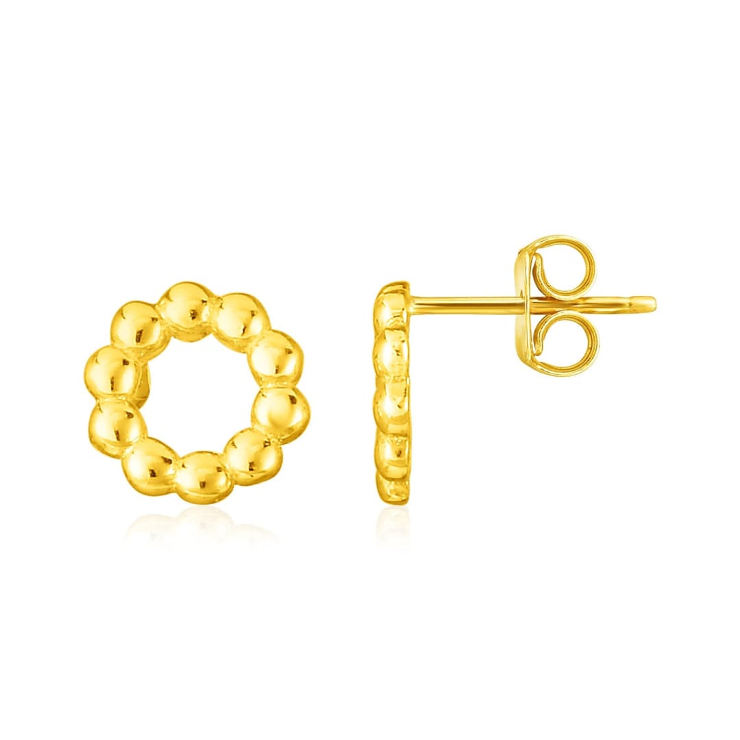 14K Yellow Gold Beaded Circle Earrings | Richard Cannon Jewelry