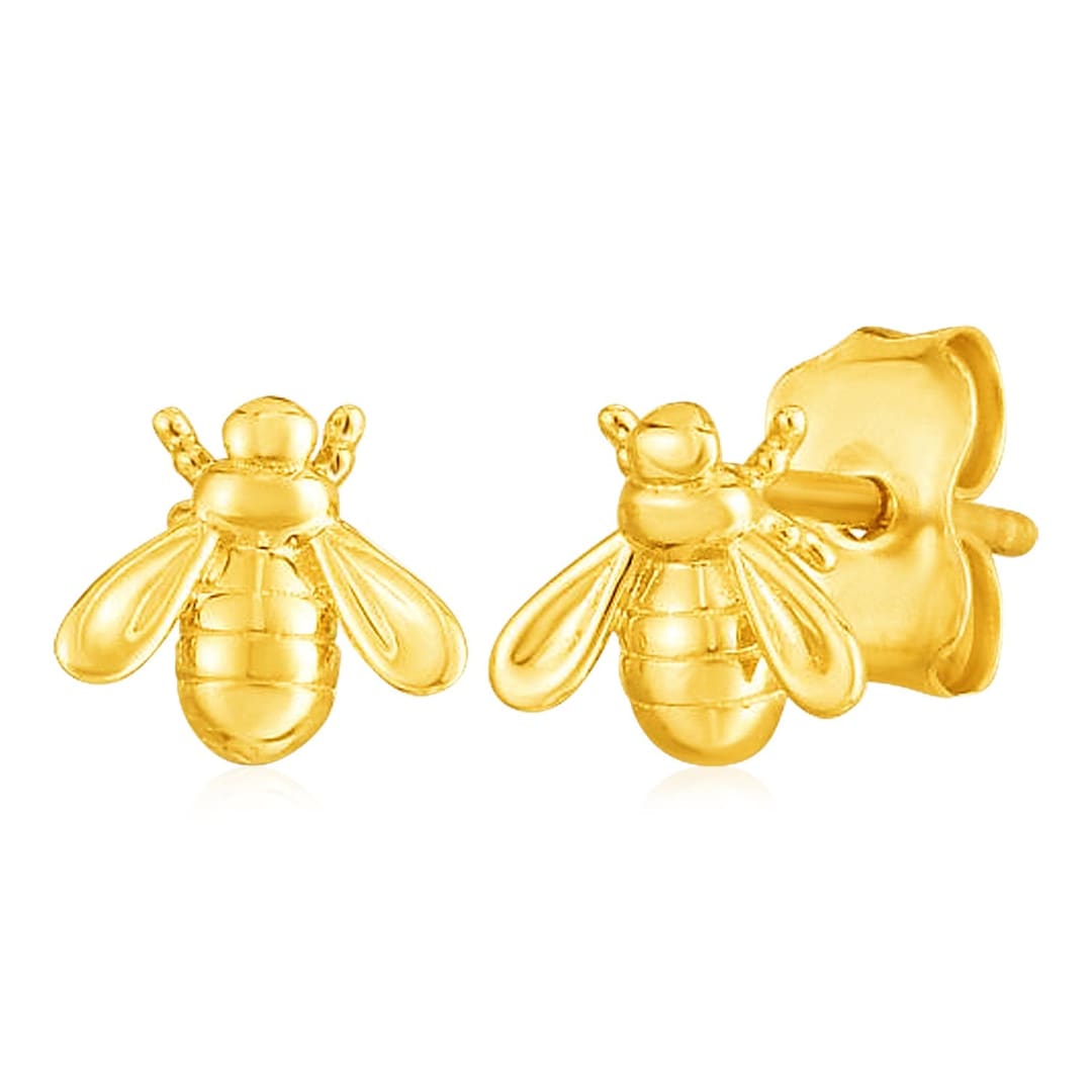 14k Yellow Gold Bee Stud Earrings | Richard Cannon Jewelry