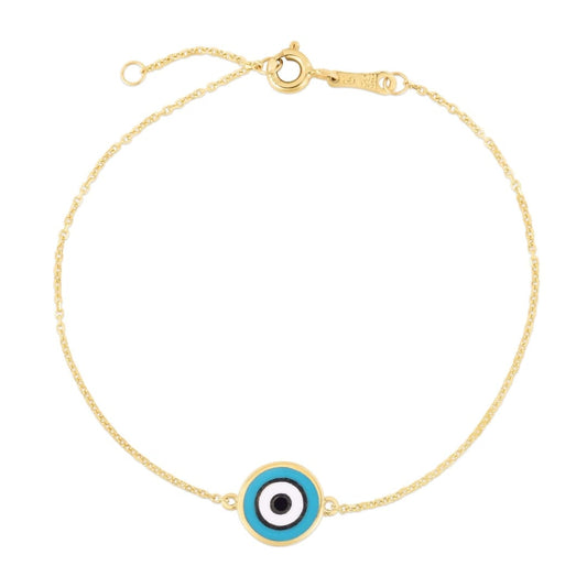 14k Yellow Gold Blue Evil Eye Bracelet | Richard Cannon Jewelry