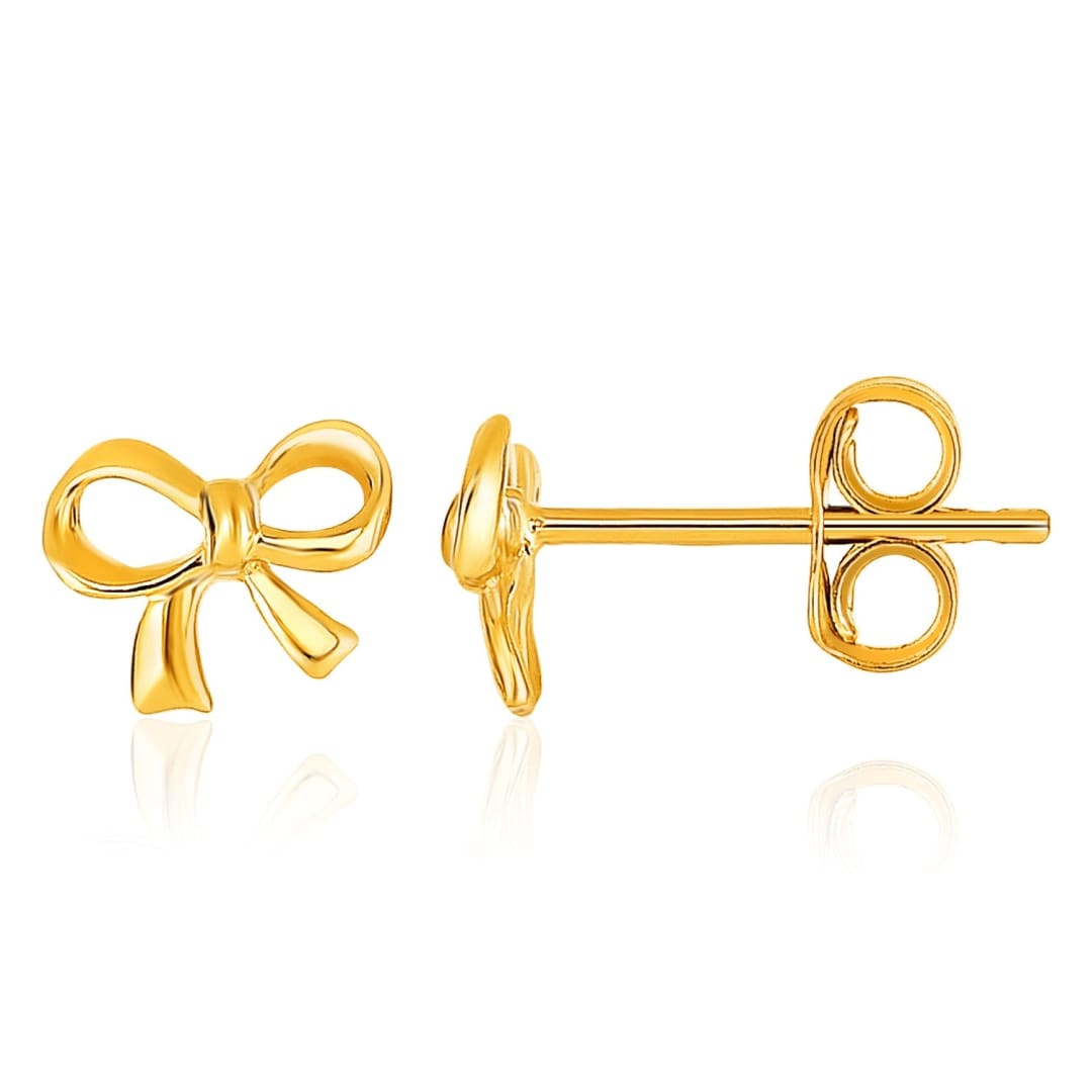 14k Yellow Gold Bow Style Post Earrings | Richard Cannon Jewelry