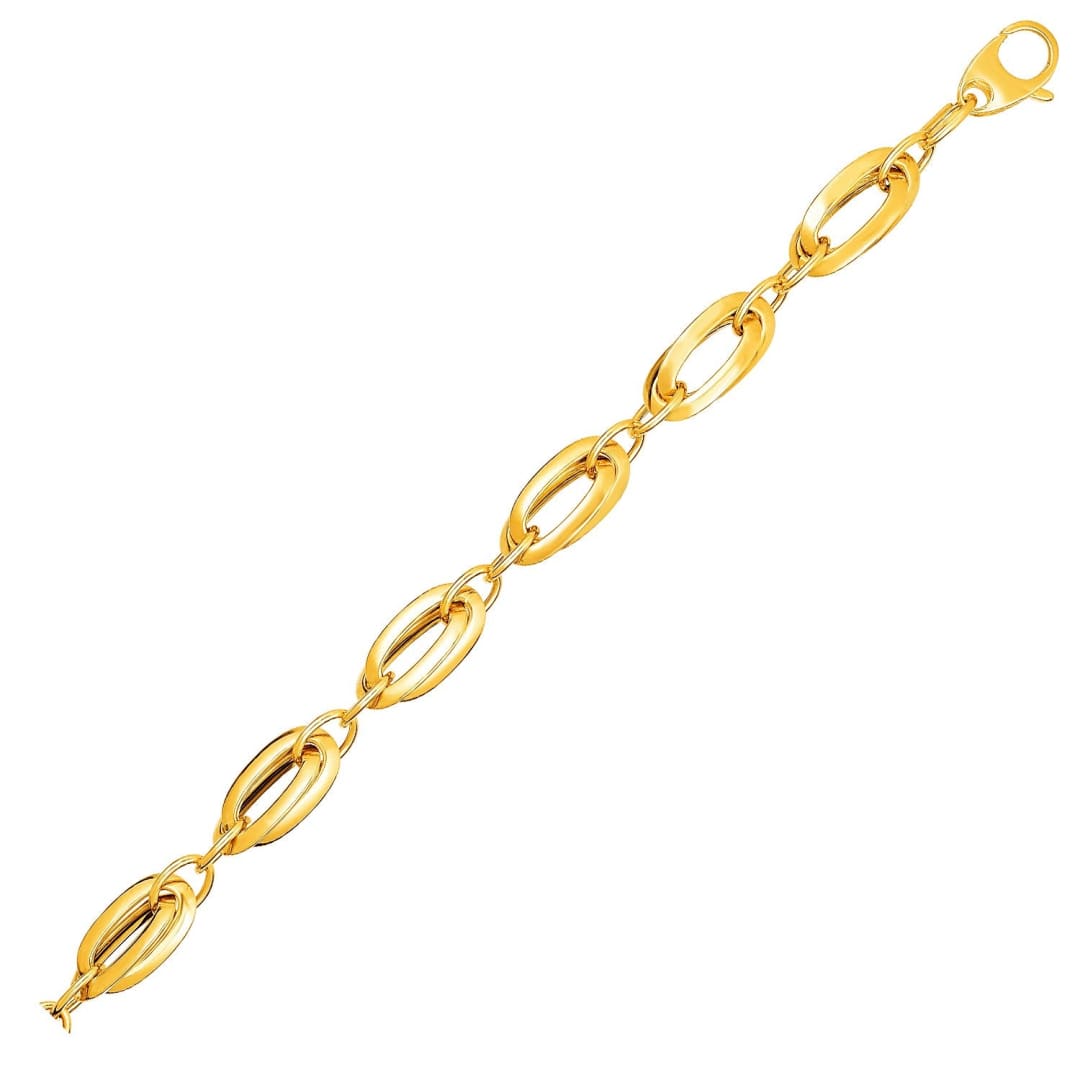 14k Yellow Gold Bracelet with Long Double Oval Links | Richard Cannon Jewelry