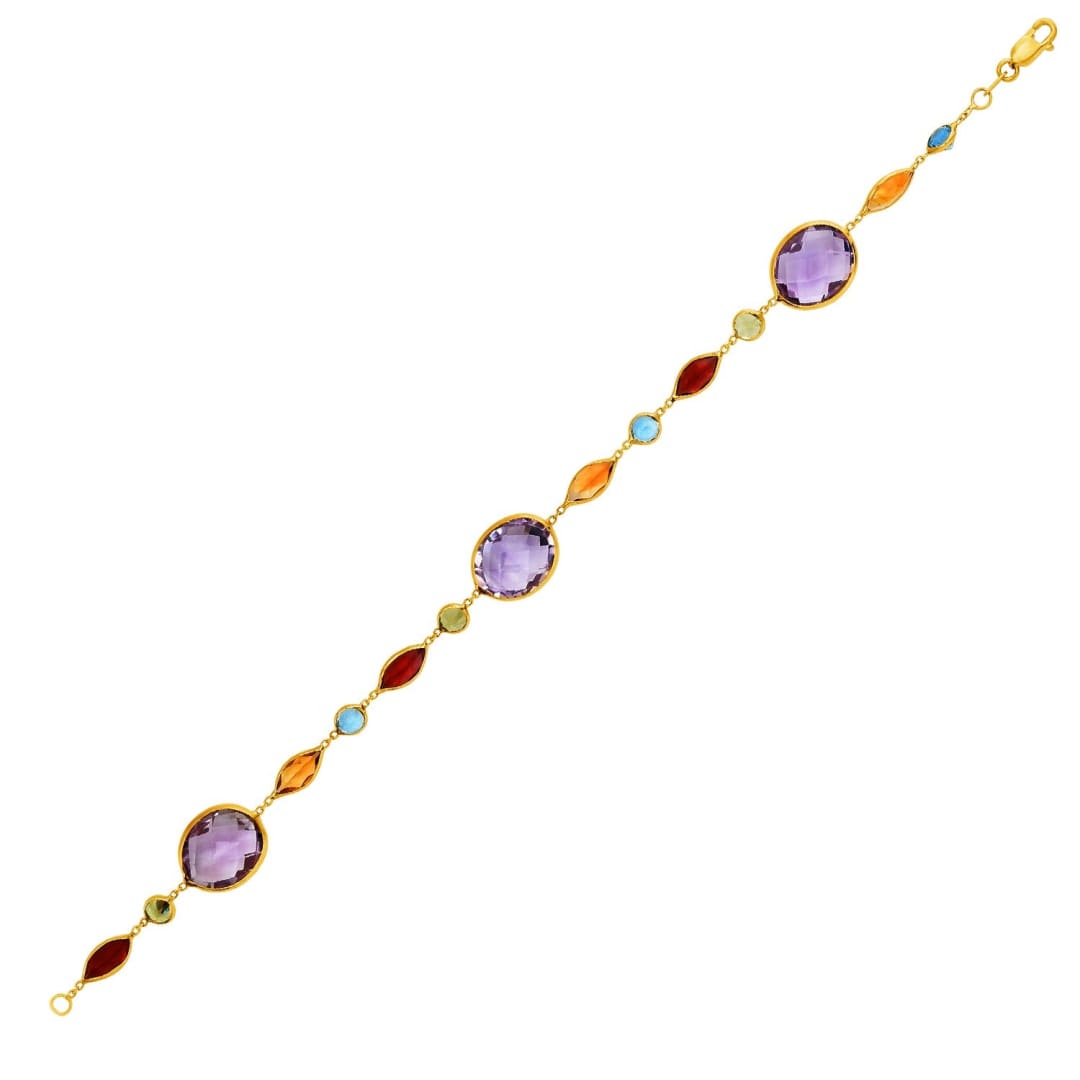 14k Yellow Gold Bracelet with Multi-Colored Stones | Richard Cannon Jewelry