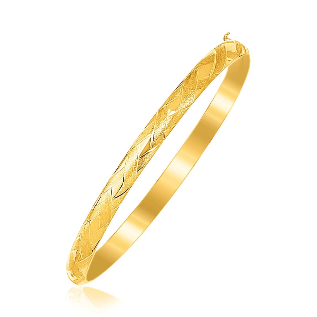 14k Yellow Gold Children’s Bangle with Diamond Cuts | Richard Cannon Jewelry