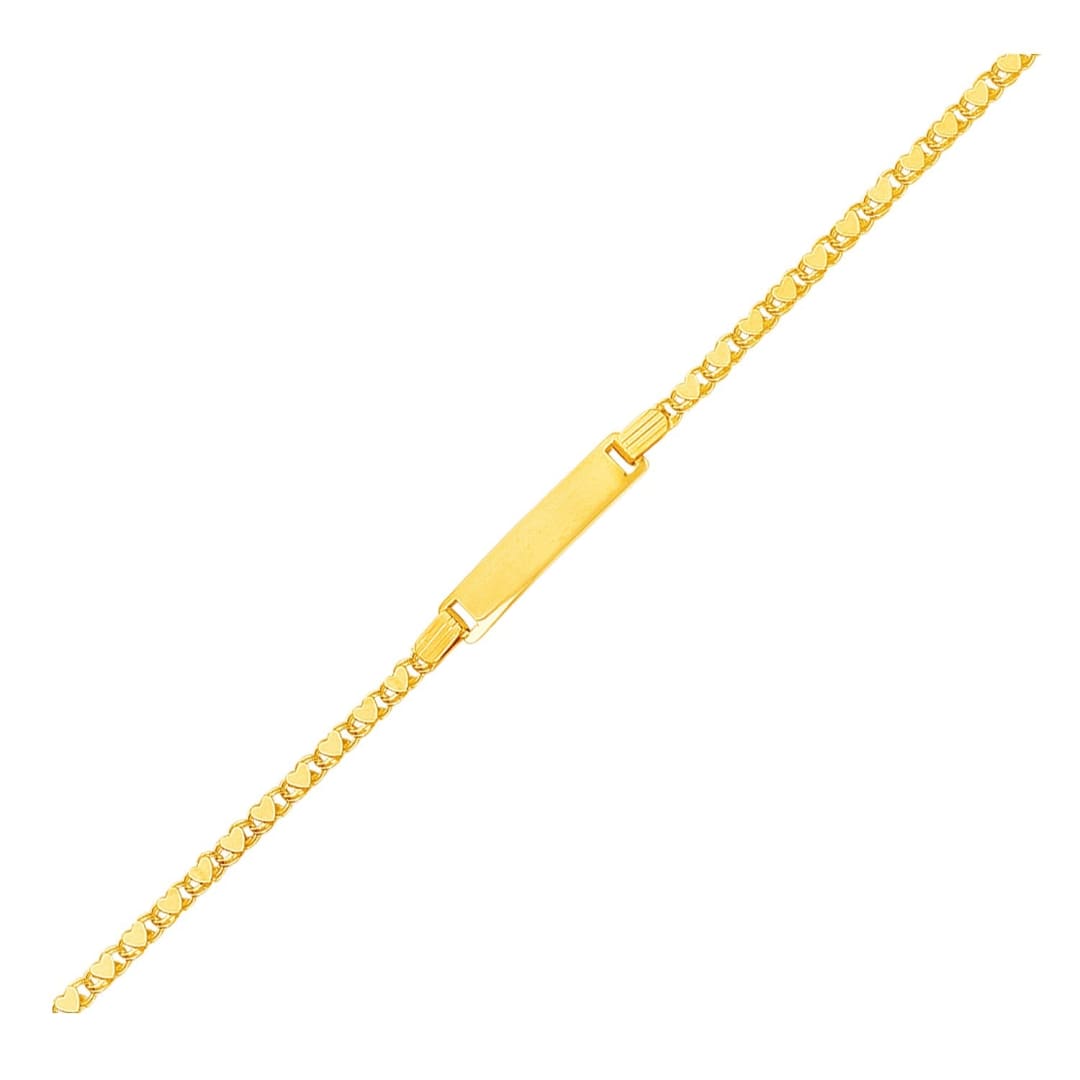 14k Yellow Gold Childrens Heart Link ID Bracelet | Richard Cannon Jewelry