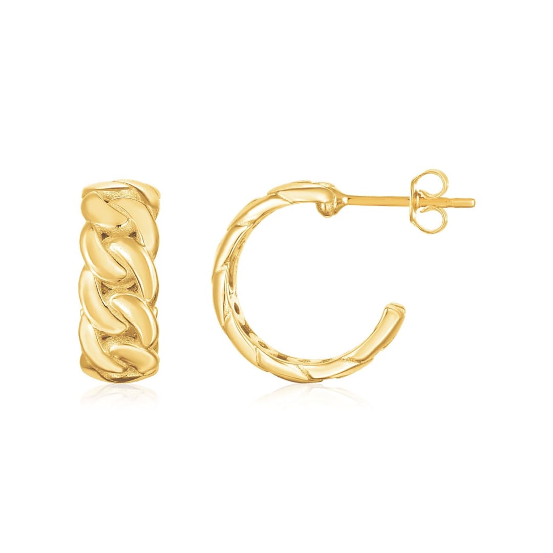 14k Yellow Gold Chunky Curb Chain Hoop Earrings | Richard Cannon Jewelry