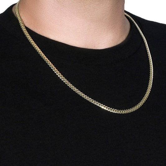 14k Yellow Gold Classic Miami Cuban Solid Chain (4.90 mm) | Richard Cannon Jewelry