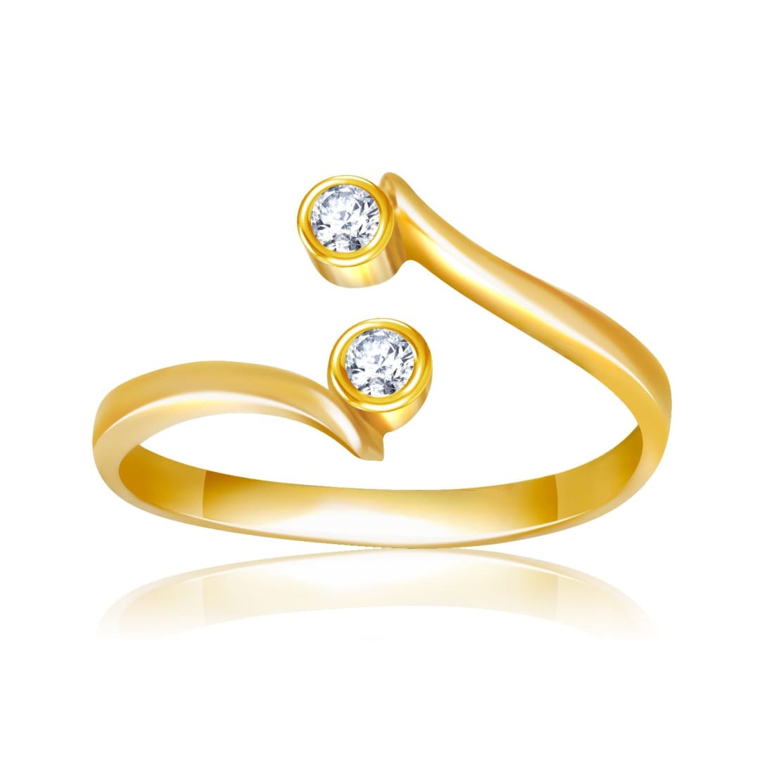 14k Yellow Gold Cubic Zirconia Accented Curve Ended Toe Ring | Richard Cannon Jewelry