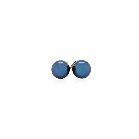 14k Yellow Gold Cultured Black Pearl Stud Earrings (6.0 mm) | Richard Cannon Jewelry