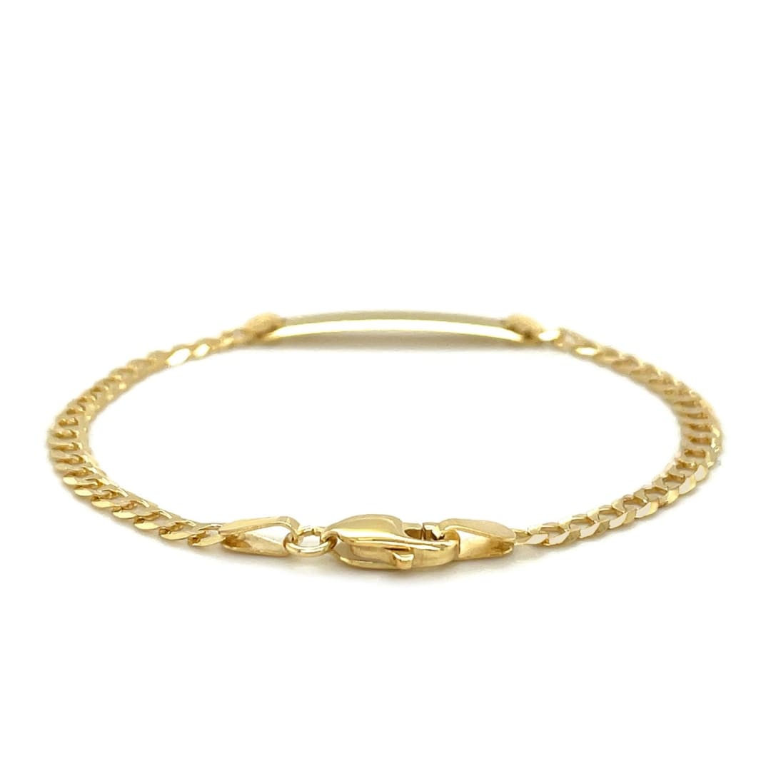 14k Yellow Gold Curb Link Style Children’s ID Bracelet | Richard Cannon Jewelry