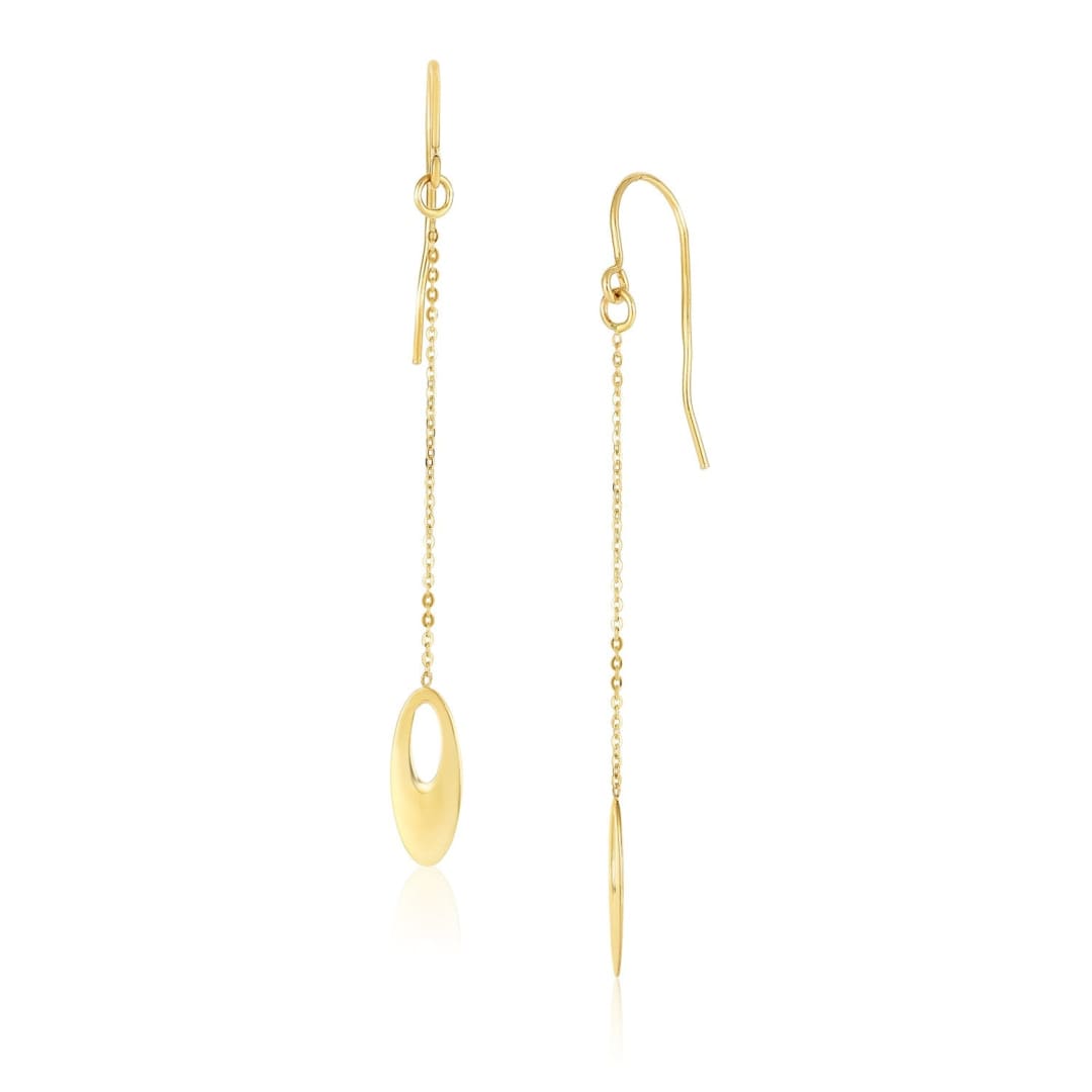 14k Yellow Gold Cutout Oval Chain Dangling Earrings | Richard Cannon Jewelry