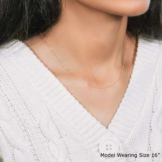 14k Yellow Gold Diamond Cut Cable Link Chain 0.7mm | Richard Cannon Jewelry