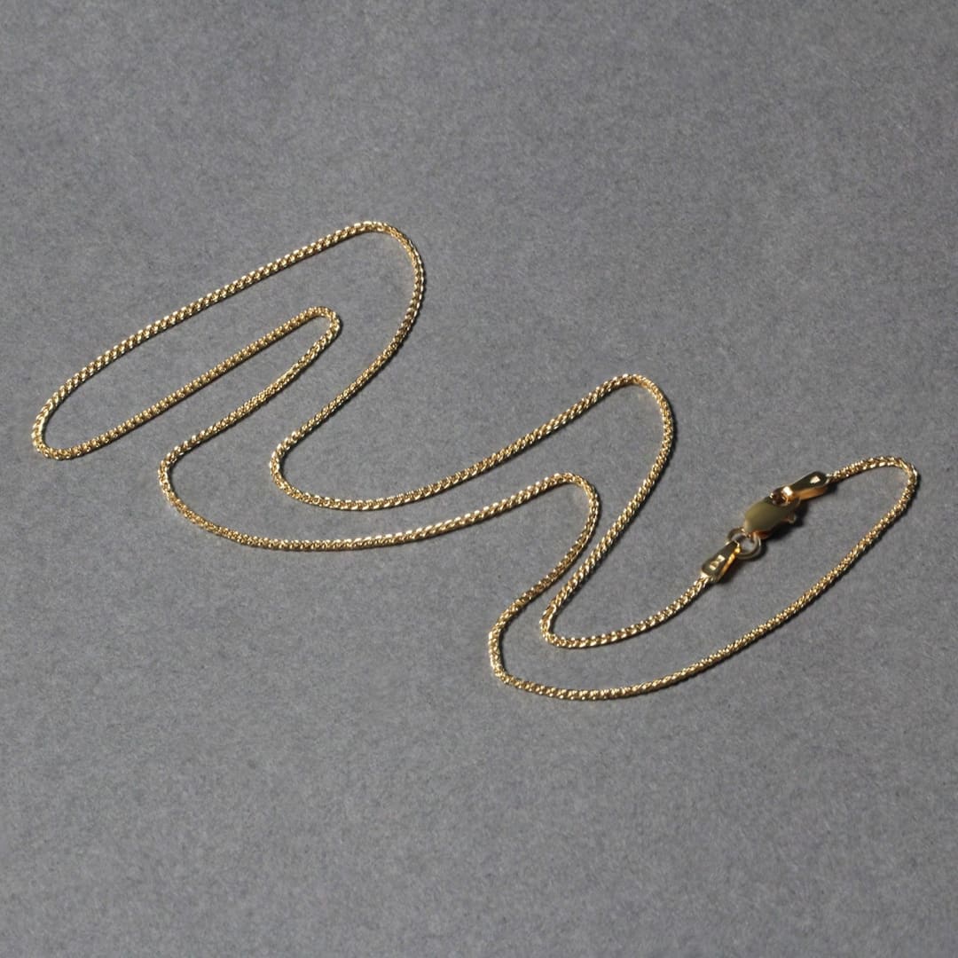 14k Yellow Gold Diamond Cut Round Wheat Chain 1.0mm | Richard Cannon Jewelry