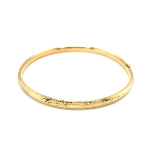 14k Yellow Gold Dome Florentine Design Bangle | Richard Cannon Jewelry