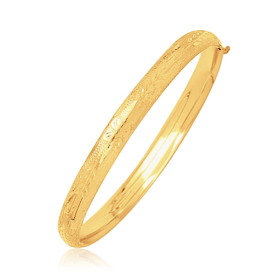 14k Yellow Gold Dome Motif Children’s Bangle with Diamond Cuts | Richard Cannon Jewelry