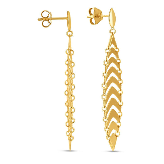 14k Yellow Gold Drop Leaf Earrings | Richard Cannon Jewelry