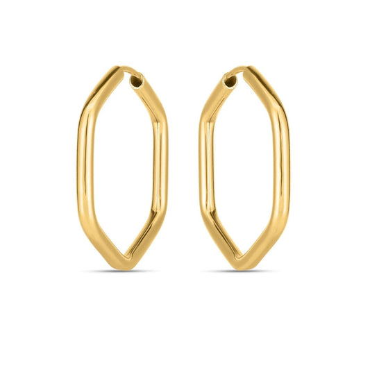 14k Yellow Gold Endless Hexagon Hoop Earrings | Richard Cannon Jewelry
