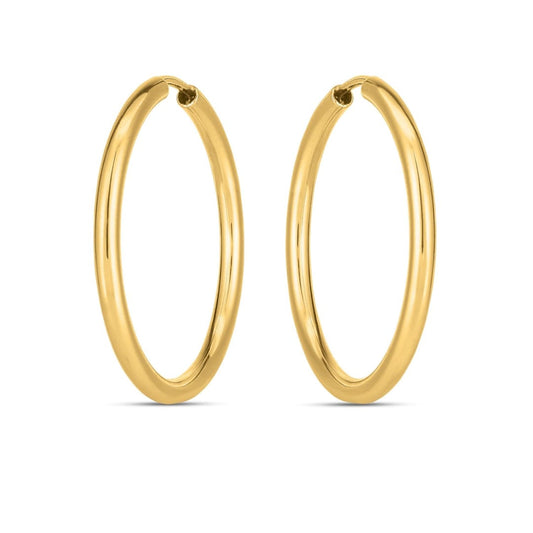 14k Yellow Gold Endless Round Hoop Earrings | Richard Cannon Jewelry