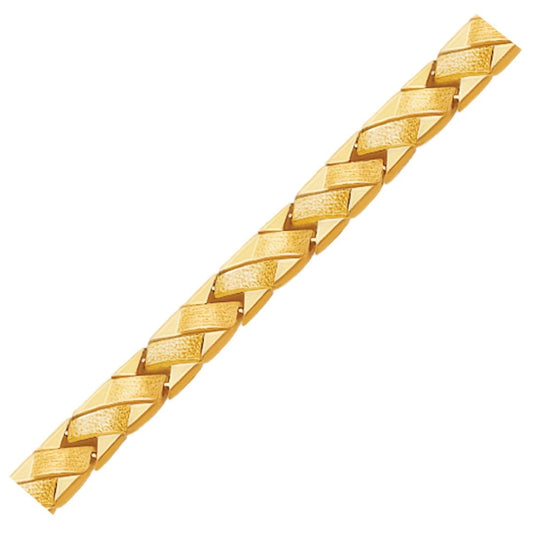 14k Yellow Gold Fancy Basket Weave Line Bracelet | Richard Cannon Jewelry