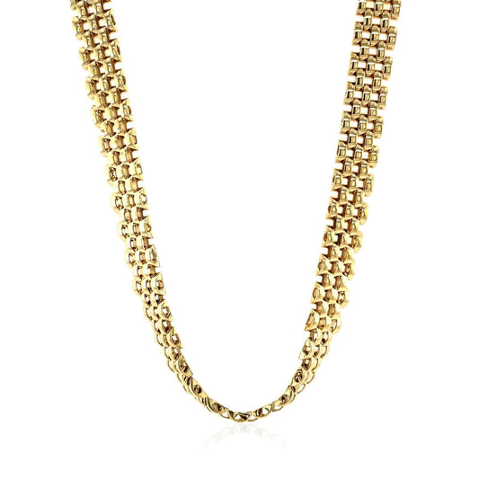14k Yellow Gold Fancy Polished Multi-Row Panther Link Necklace | Richard Cannon Jewelry