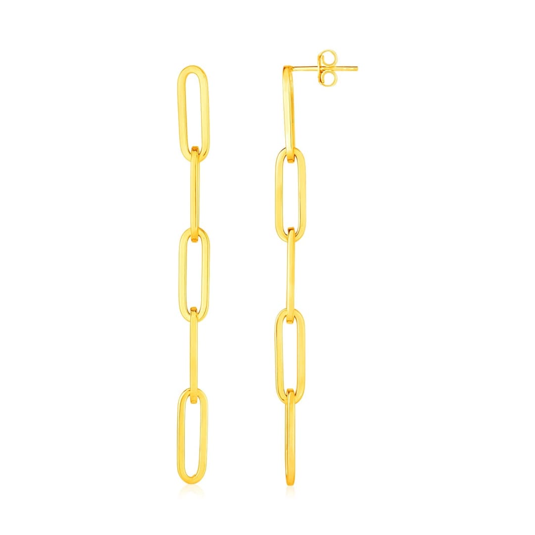 14K Yellow Gold Five Link Paperclip Chain Earrings | Richard Cannon Jewelry