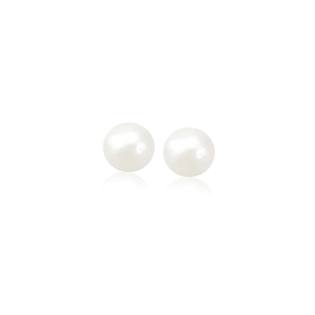 14k Yellow Gold Freshwater Cultured White Pearl Stud Earrings (5.0 mm) | Richard Cannon