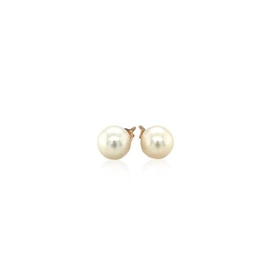 14k Yellow Gold Freshwater Cultured White Pearl Stud Earrings (6.0 mm) | Richard Cannon