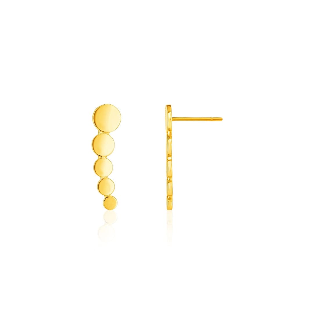 14k Yellow Gold Graduated Circles Climber Post Earrings | Richard Cannon Jewelry