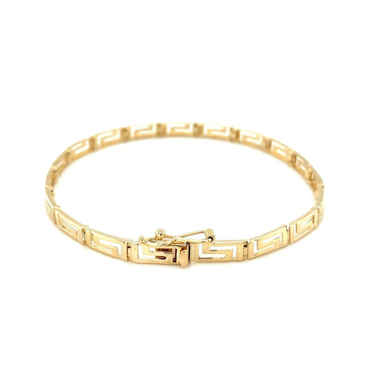 14k Yellow Gold Greek Fret Design Fancy Bracelet | Richard Cannon Jewelry