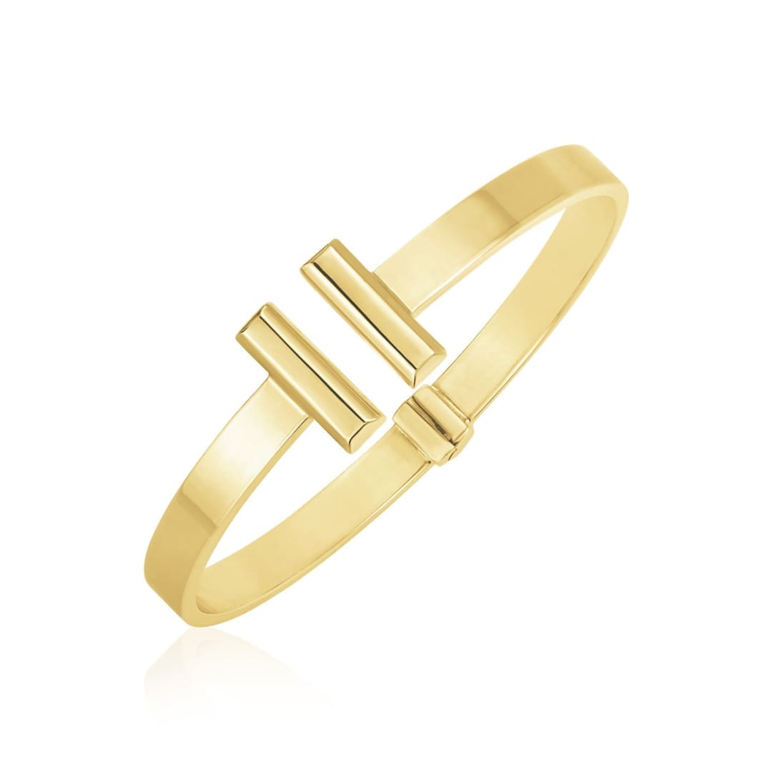 14k Yellow Gold High Polish Bar Cuff Bangle (6mm) | Richard Cannon Jewelry