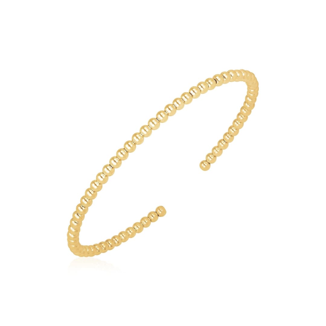 14k Yellow Gold High Polish Bead Cuff Bangle (3mm) | Richard Cannon Jewelry