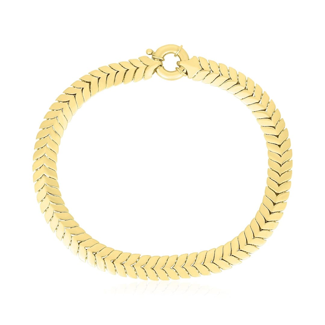 14k Yellow Gold High Polish Chevron Link Bracelet (6mm) | Richard Cannon Jewelry