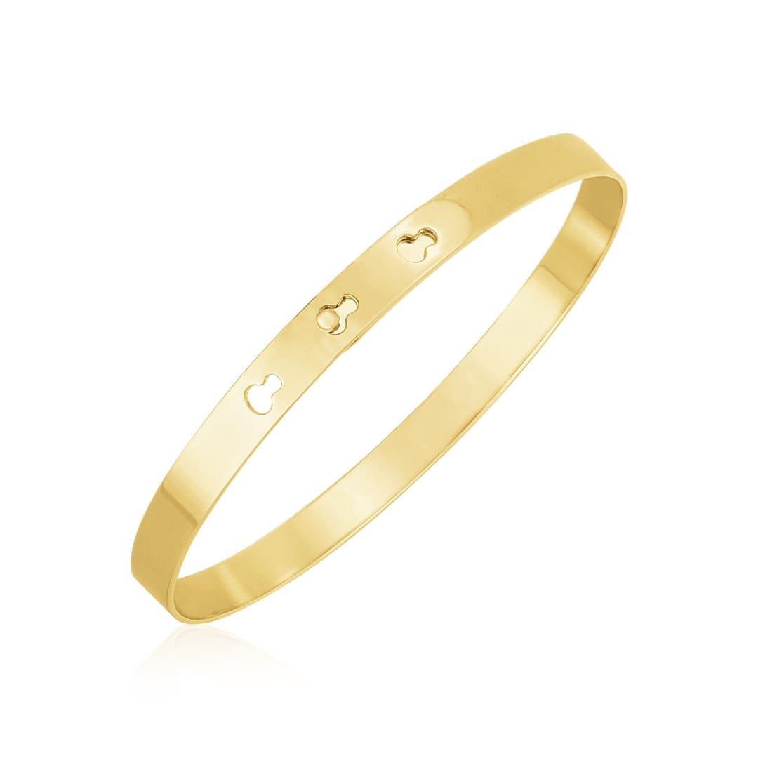 14k Yellow Gold High Polish Keyhole Clasp Bangle (6mm) | Richard Cannon Jewelry