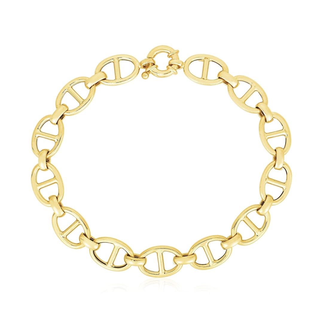 14k Yellow Gold High Polish Mariner Link Bracelet (8.8mm) | Richard Cannon Jewelry