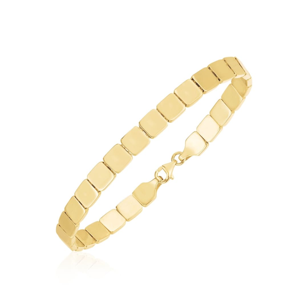 14k Yellow Gold High Polish Square Link Bracelet | Richard Cannon Jewelry