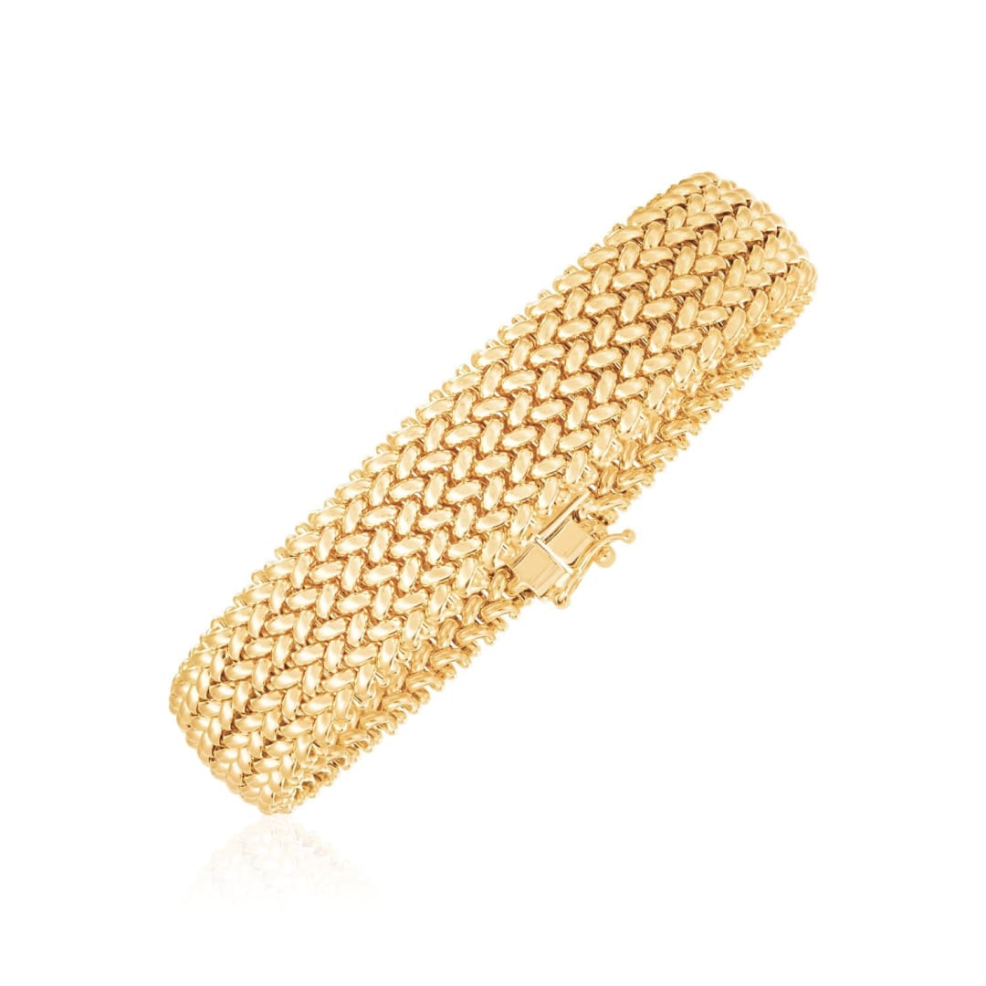 14k Yellow Gold High Polish Thick Braided Bracelet (14.5mm) | Richard Cannon Jewelry