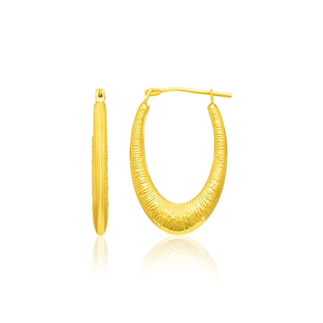 14k Yellow Gold Hoop Earrings in a Graduated Texture Style | Richard Cannon Jewelry